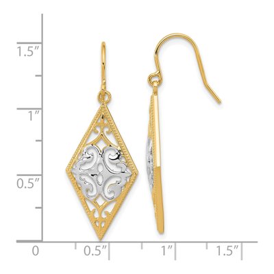 14K Yellow Gold Filigree Dangle Earrings – view 5