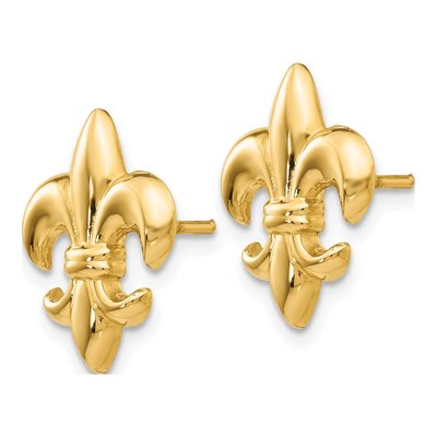 14K Yellow Gold Fleur-De-Lis Stud Earrings – view 3