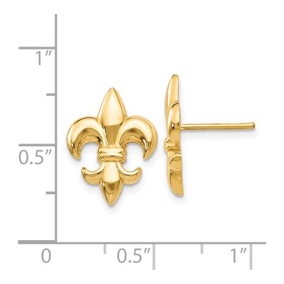 14K Yellow Gold Fleur-De-Lis Stud Earrings – view 5