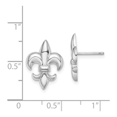 14K White Gold Fleur-De-Lis Stud Earrings – view 5