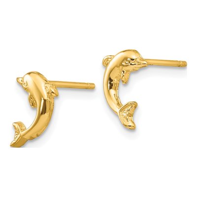 14K Yellow Gold Mini Dolphin Stud Earrings – view 3