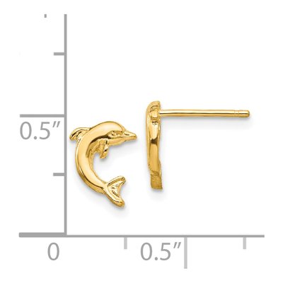 14K Yellow Gold Mini Dolphin Stud Earrings – view 5