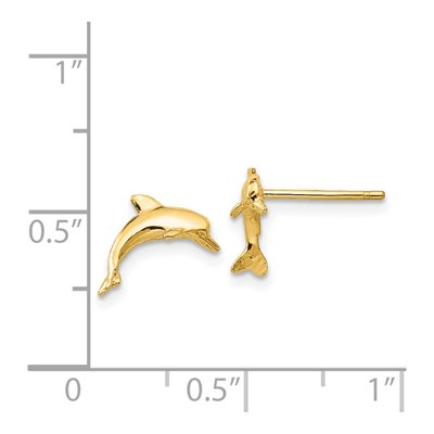 14K Yellow Gold Dolphin Stud Earrings – view 5