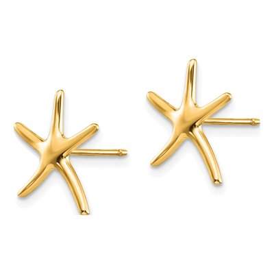 14K Yellow Gold Starfish Stud Earrings – view 3