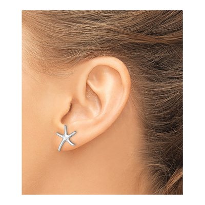 14K White Gold Mini Starfish Stud Earrings – view 3
