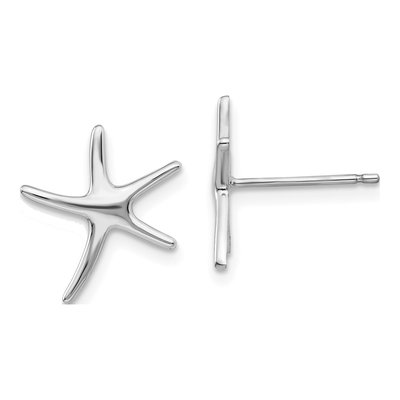 14K White Gold Mini Starfish Stud Earrings