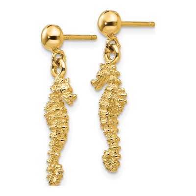 14K Yellow Gold Seahorse Dangle Earrings – view 3