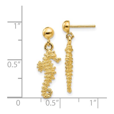 14K Yellow Gold Seahorse Dangle Earrings – view 5