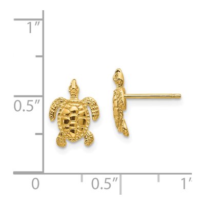 14K Yellow Gold Sea Turtle Stud Earrings – view 5