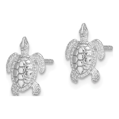 14K White Gold Sea Turtle Stud Earrings – view 3