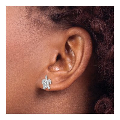14K White Gold Sea Turtle Stud Earrings – view 4