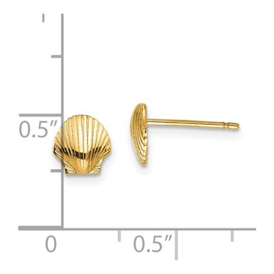 14K Yellow Gold Mini Scallop Shell Stud Earrings – view 5
