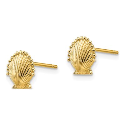 14K Yellow Gold Scallop Shell Stud Earrings – view 3