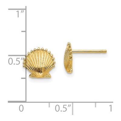 14K Yellow Gold Scallop Shell Stud Earrings – view 5