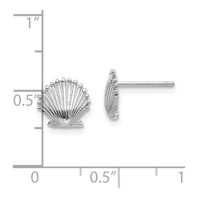 14K White Gold Scallop Shell Stud Earrings – view 5