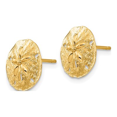 14K Yellow Gold Sand Dollar Stud Earrings – view 3