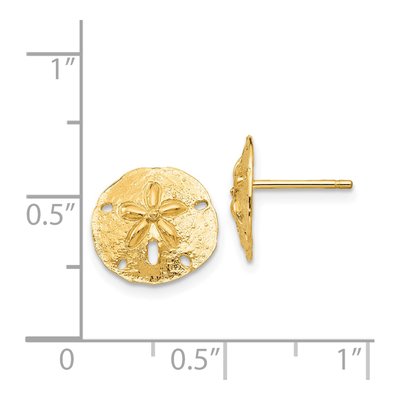 14K Yellow Gold Sand Dollar Stud Earrings – view 5