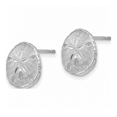 14K White Gold Sand Dollar Stud Earrings – view 3