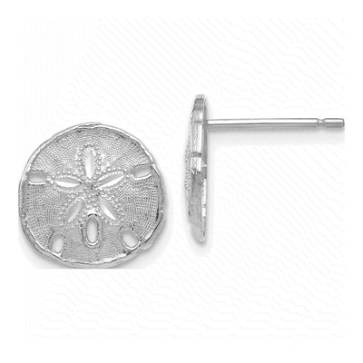14K White Gold Sand Dollar Stud Earrings
