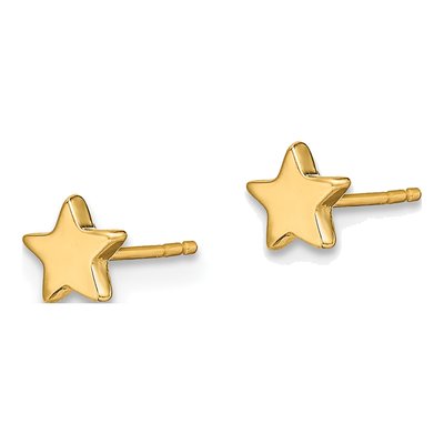 14K Yellow Gold Small Star Stud Earrings – view 3