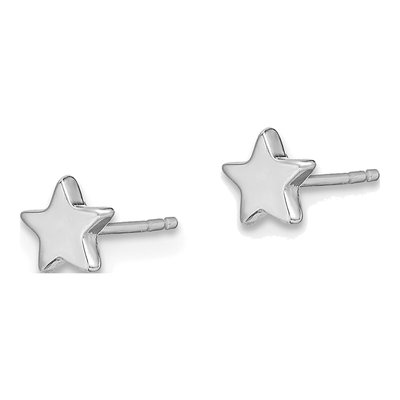 14K White Gold Small Star Stud Earrings – view 3