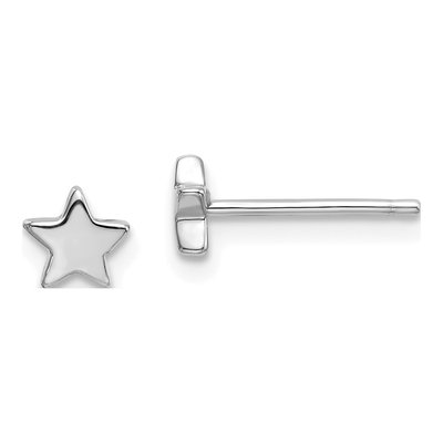 14K White Gold Small Star Stud Earrings