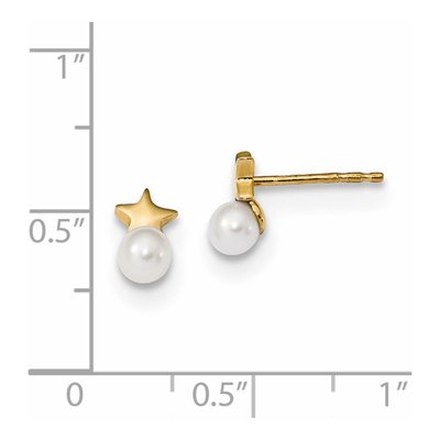 14K Yellow Gold Freshwater Cultured Pearl Star Stud Earrings – view 2
