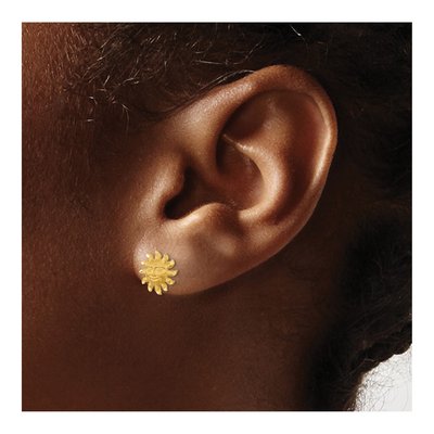 14K Yellow Gold Sun Face Button Stud Earrings – view 4