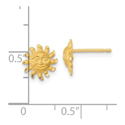 14K Yellow Gold Sun Face Button Stud Earrings – view 5