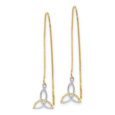 14K Yellow Gold Celtic Knot Threader Earrings – view 3