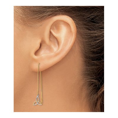14K Yellow Gold Celtic Knot Threader Earrings – view 4