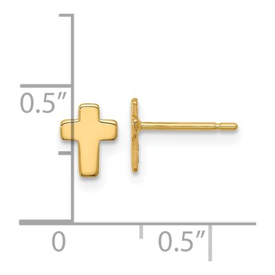 14K Yellow Gold Small Cross Stud Earrings – view 5