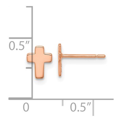 14K Rose Gold Small Cross Stud Earrings – view 5
