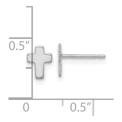 14K White Gold Small Cross Stud Earrings – view 5