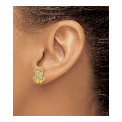 14K Yellow Gold Leap Frog Post Earrings – view 4