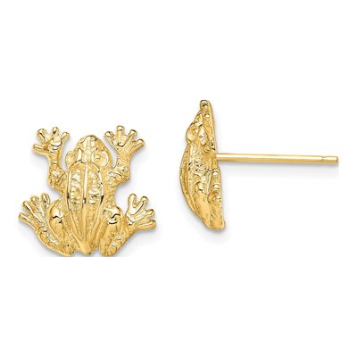 14K Yellow Gold Leap Frog Stud Earrings