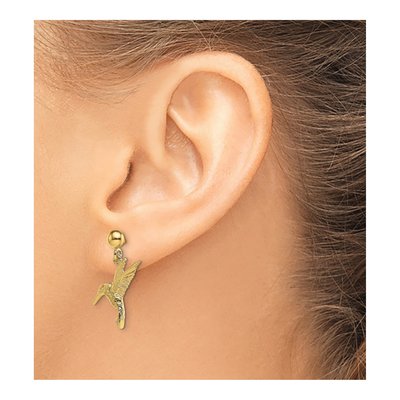 14K Yellow Gold Hummingbird Dangle Earrings – view 4