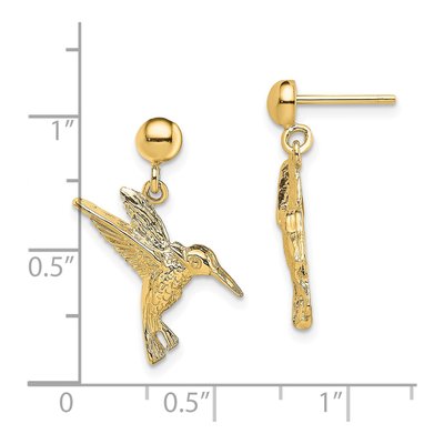 14K Yellow Gold Hummingbird Dangle Earrings – view 5