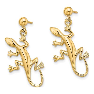 14K Yellow Gold Gecko Dangle Earrings – view 3