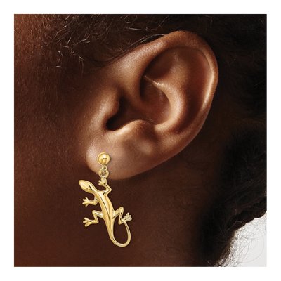 14K Yellow Gold Gecko Dangle Earrings – view 4