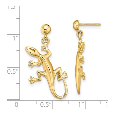 14K Yellow Gold Gecko Dangle Earrings – view 5