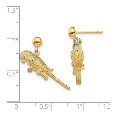 14K Yellow Gold 3D Parrot Dangle Earrings – view 5
