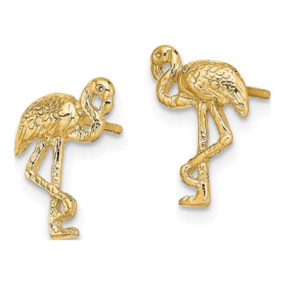 14K Yellow Gold Flamingo Stud Earrings – view 3