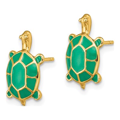 14K Yellow Gold Turtle Stud Earrings – view 3