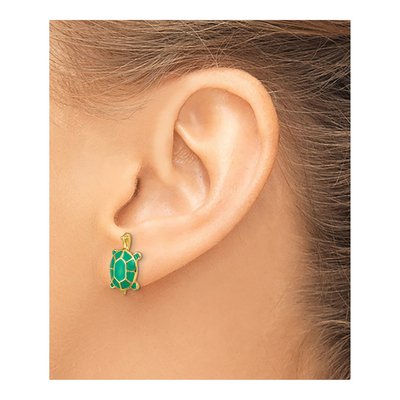 14K Yellow Gold Turtle Stud Earrings – view 4