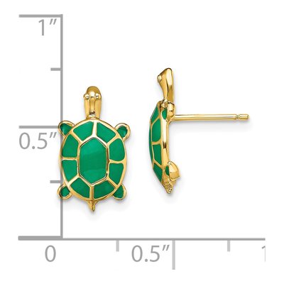 14K Yellow Gold Turtle Stud Earrings – view 5