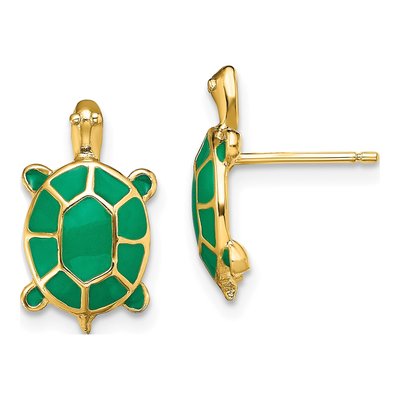 14K Yellow Gold Turtle Stud Earrings
