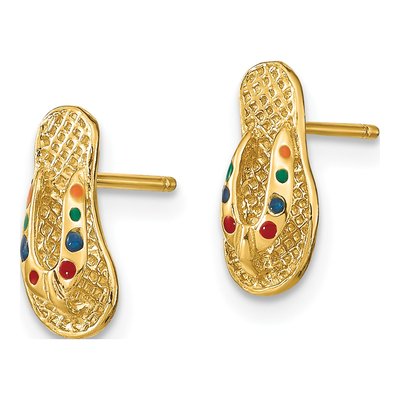 14K Yellow Gold Multi-Color Enamel Flip-Flop Stud Earrings – view 3