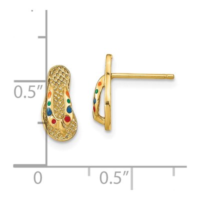 14K Yellow Gold Multi-Color Enamel Flip-Flop Stud Earrings – view 5
