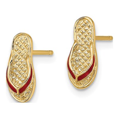 14K Yellow Gold Flip-Flop Stud Earrings – view 3
